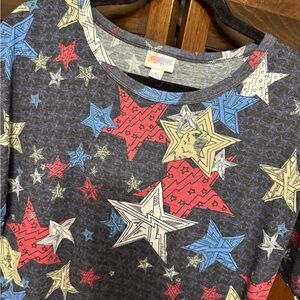 LuLaRoe Maria Maxi Dress Americana Collection Multicolor Stars